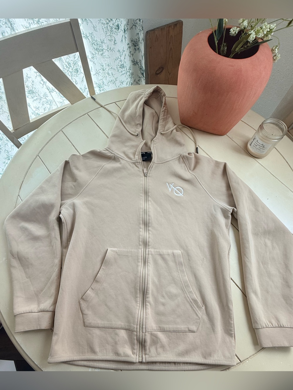 VQ Light Beige Women's Zip-Up Hoodie Bomber Jacket
